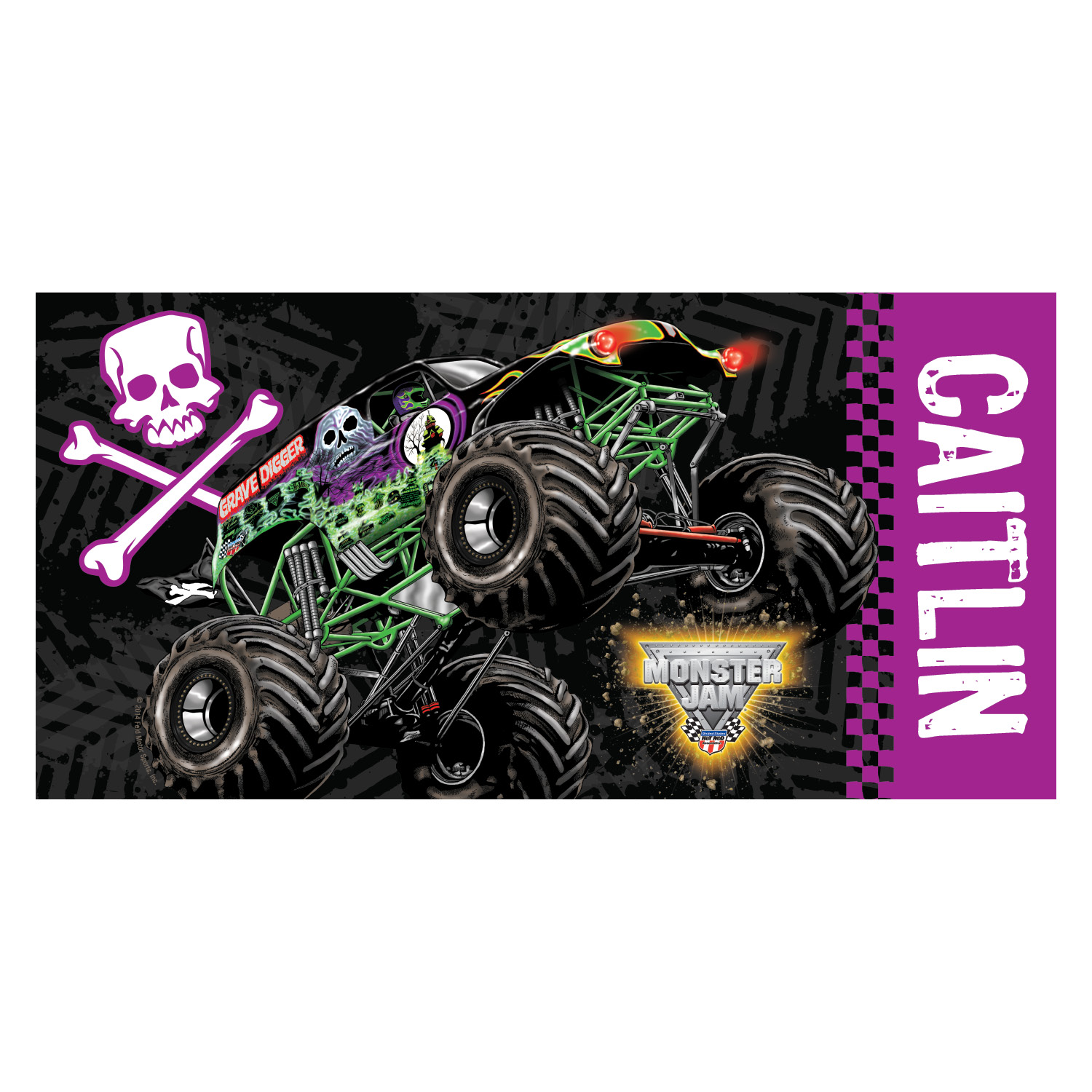 Monster Jam Grave Digger Purple Beach Towel