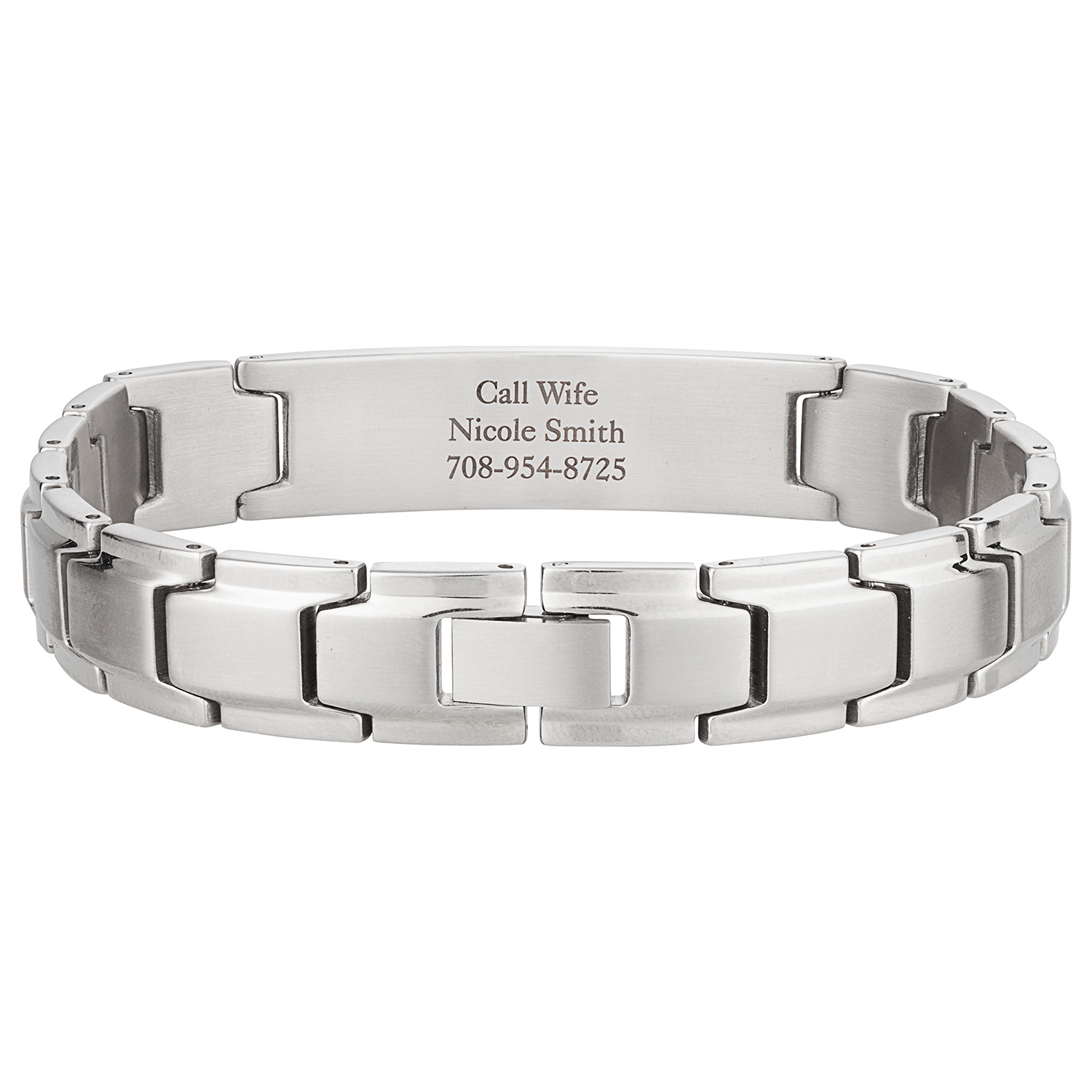 Stainless Steel Men's Engraved Medical ID Bracelet