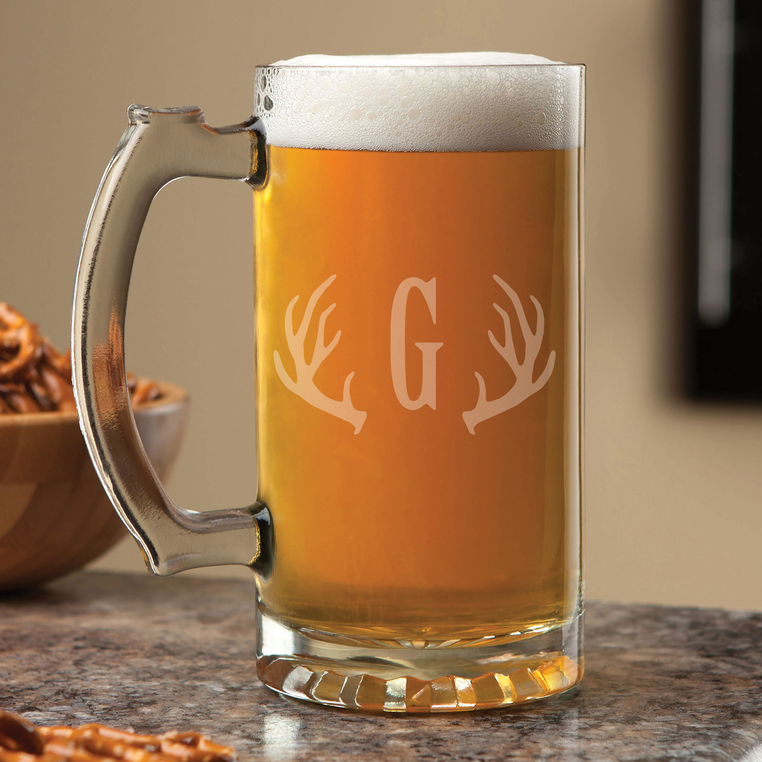 Personalized 16 Oz Beer Mug - Custom Engraved Text Glassware Gift