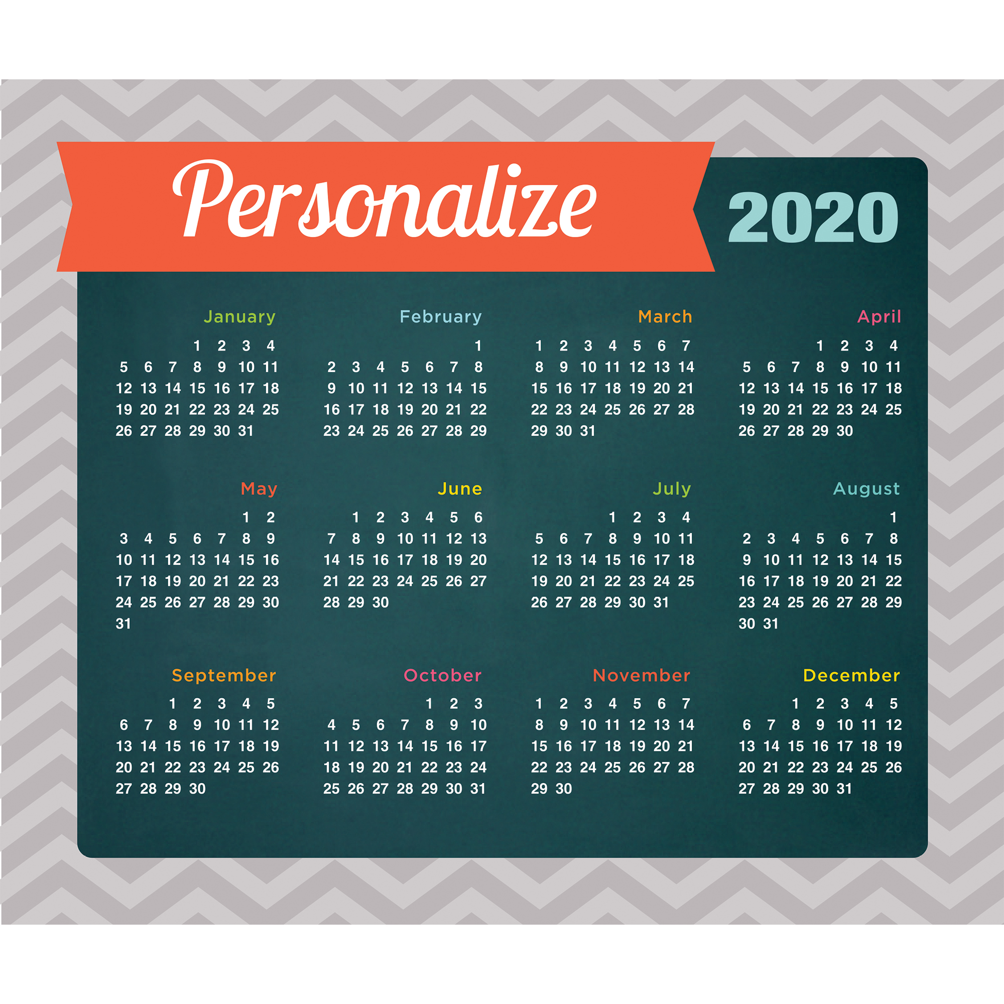 My Calendar Personalized Mouse Pad---Gray Chevron