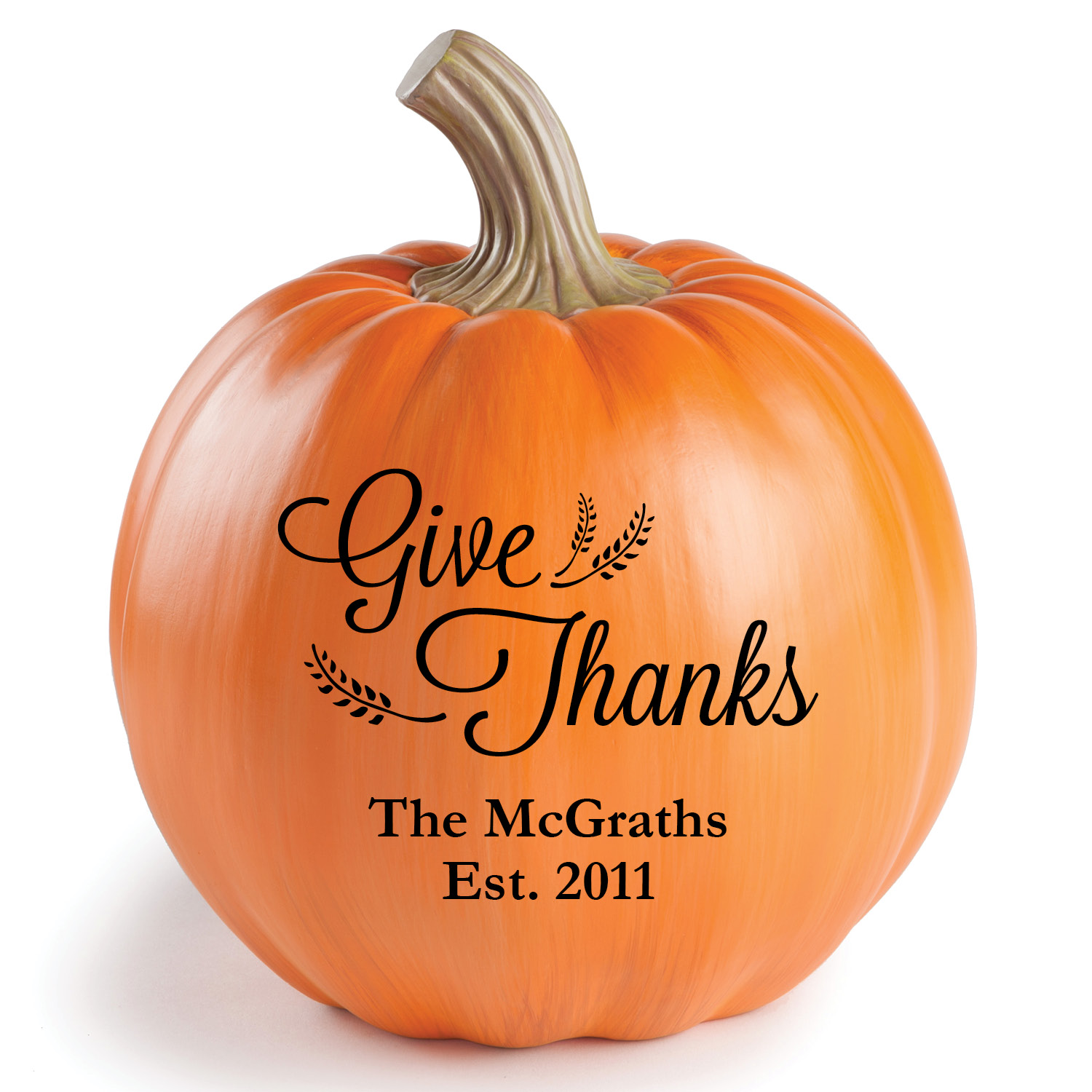 Give Thanks Personalized Pumpkin--Large