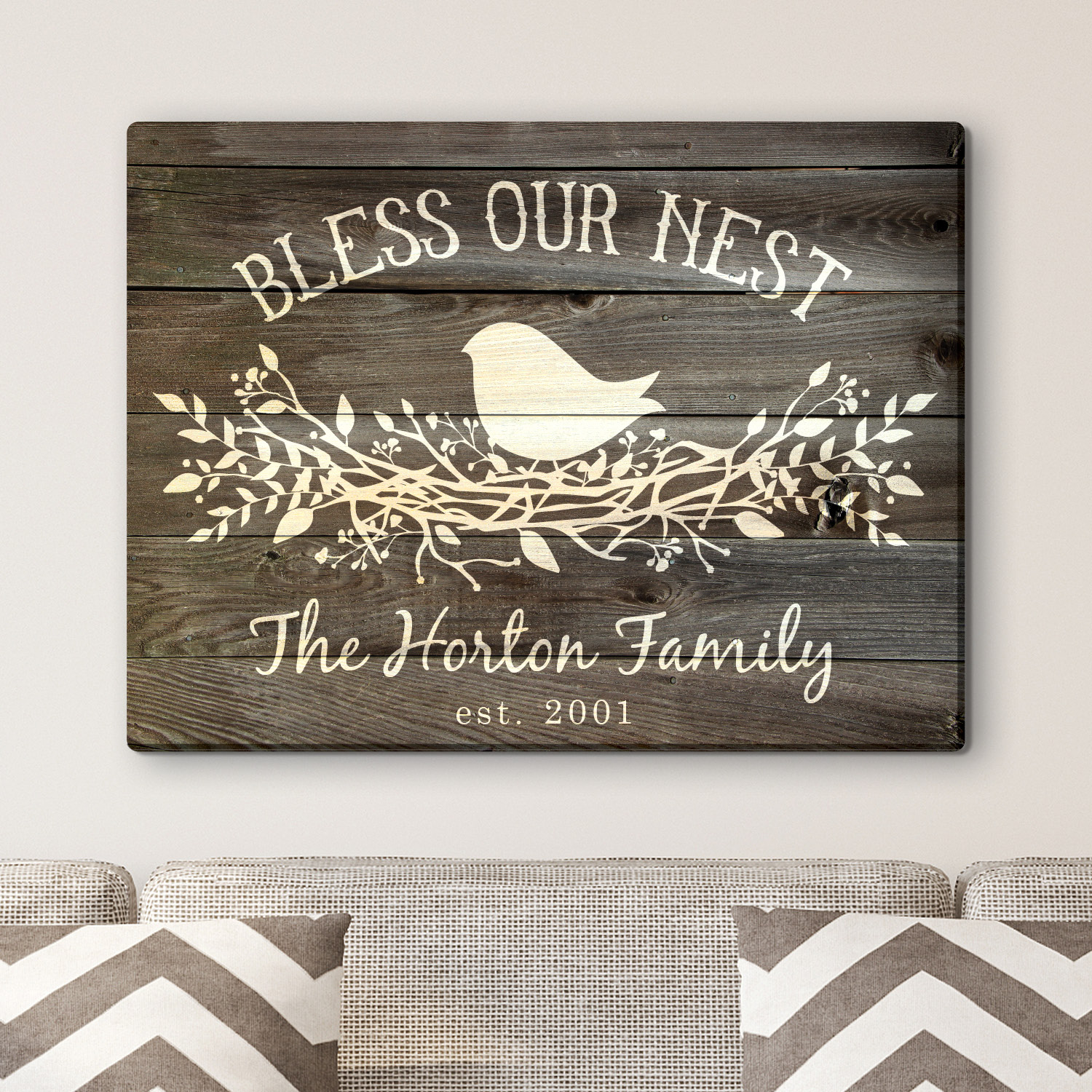 Download Bless Our Nest Personalized 18x24 Canvas